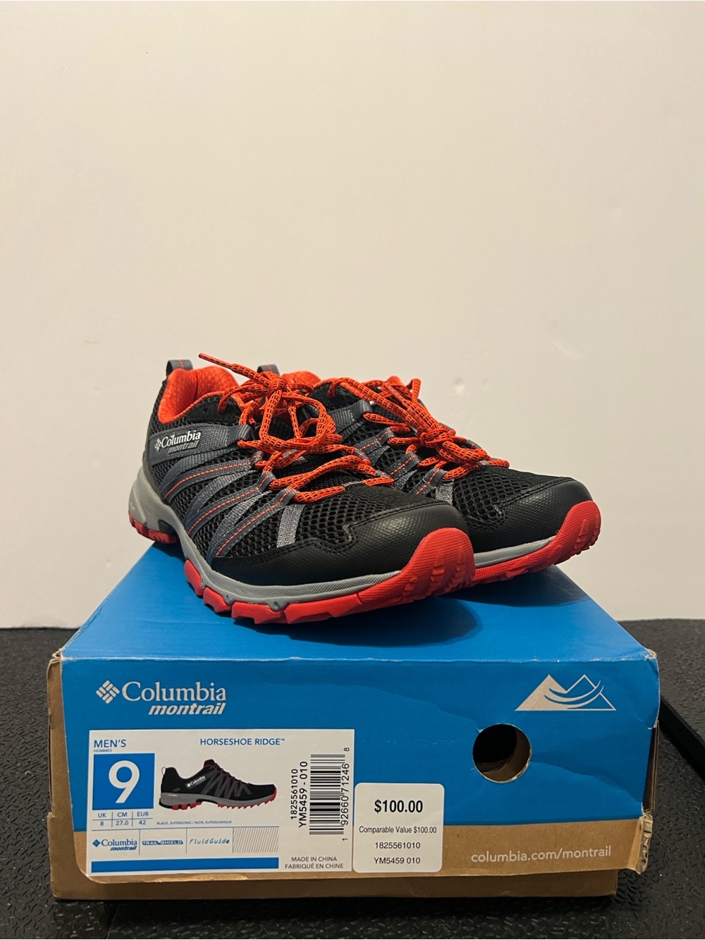 Columbia Men’s Black and Orange Trail Sneakers - Picture 2 of 9
